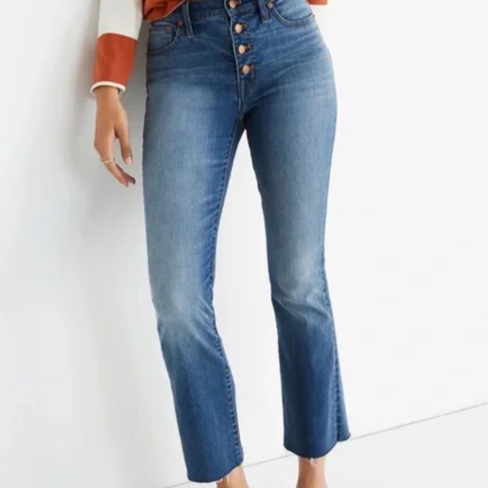 Madewell Cali-Demi Boot Jeans Medium Wash Size 29 Raw Hem